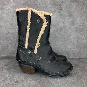 El Natura Lista Heeled Leather Shearling Boot, Black, EU 37 Women's 7